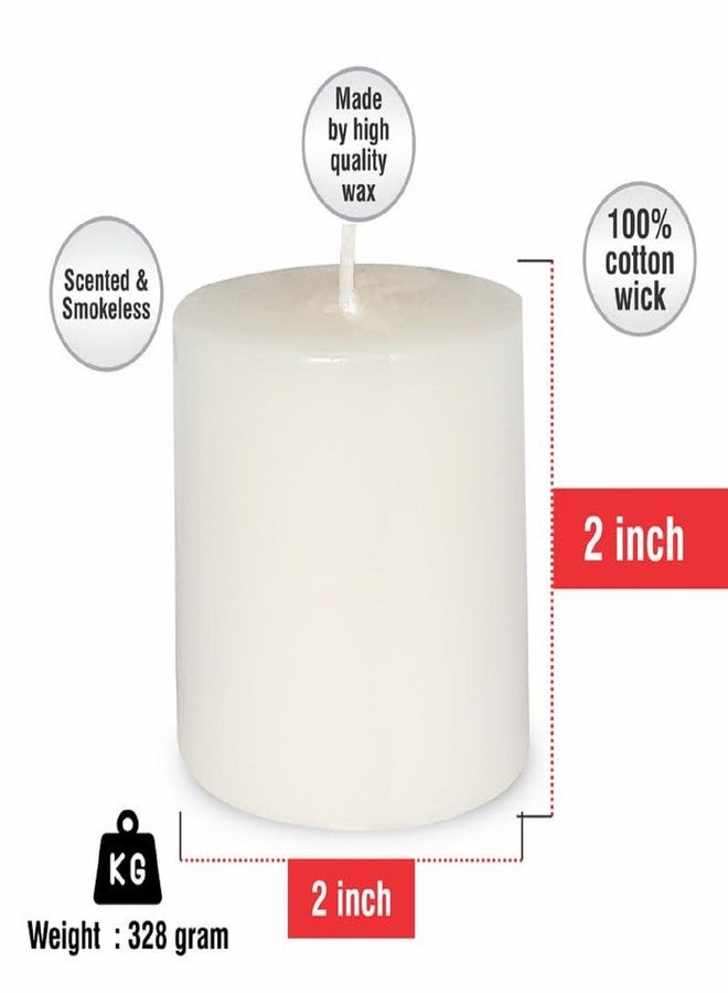 Pure Source India Wax Scented Pillar Candles Smokeless & Dripless (Jasmine - White) Set of 3 - Image 3